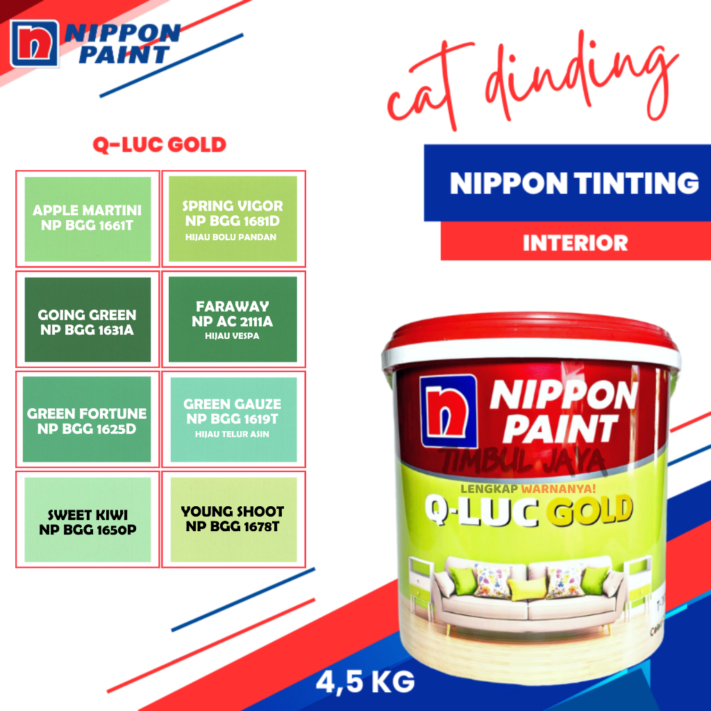 Cat Tembok NIPPON QLUC GOLD 4,5Kg HIJAU / qluc nippon paint / cat qluq / cat tembok qilux cat qilux 