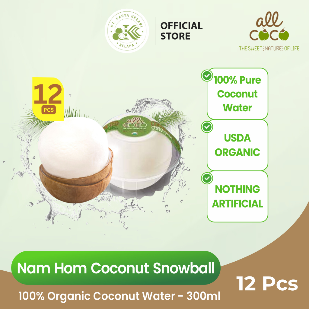 

All Coco Nam Hom Coconut Snow Ball Air kelapa Murni 300gr - 12 pcs