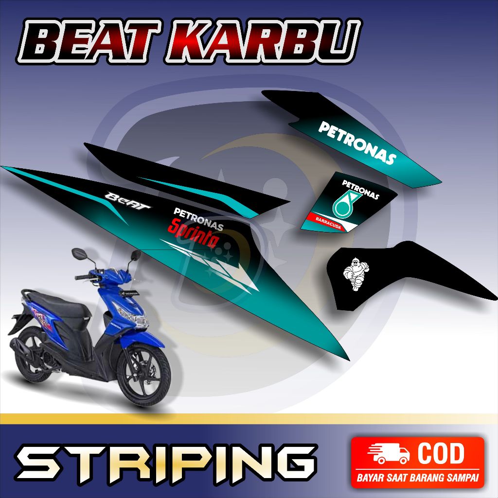 Striping Lis Honda Beat Karbu Stiker Motor Beat Karbu Petronas