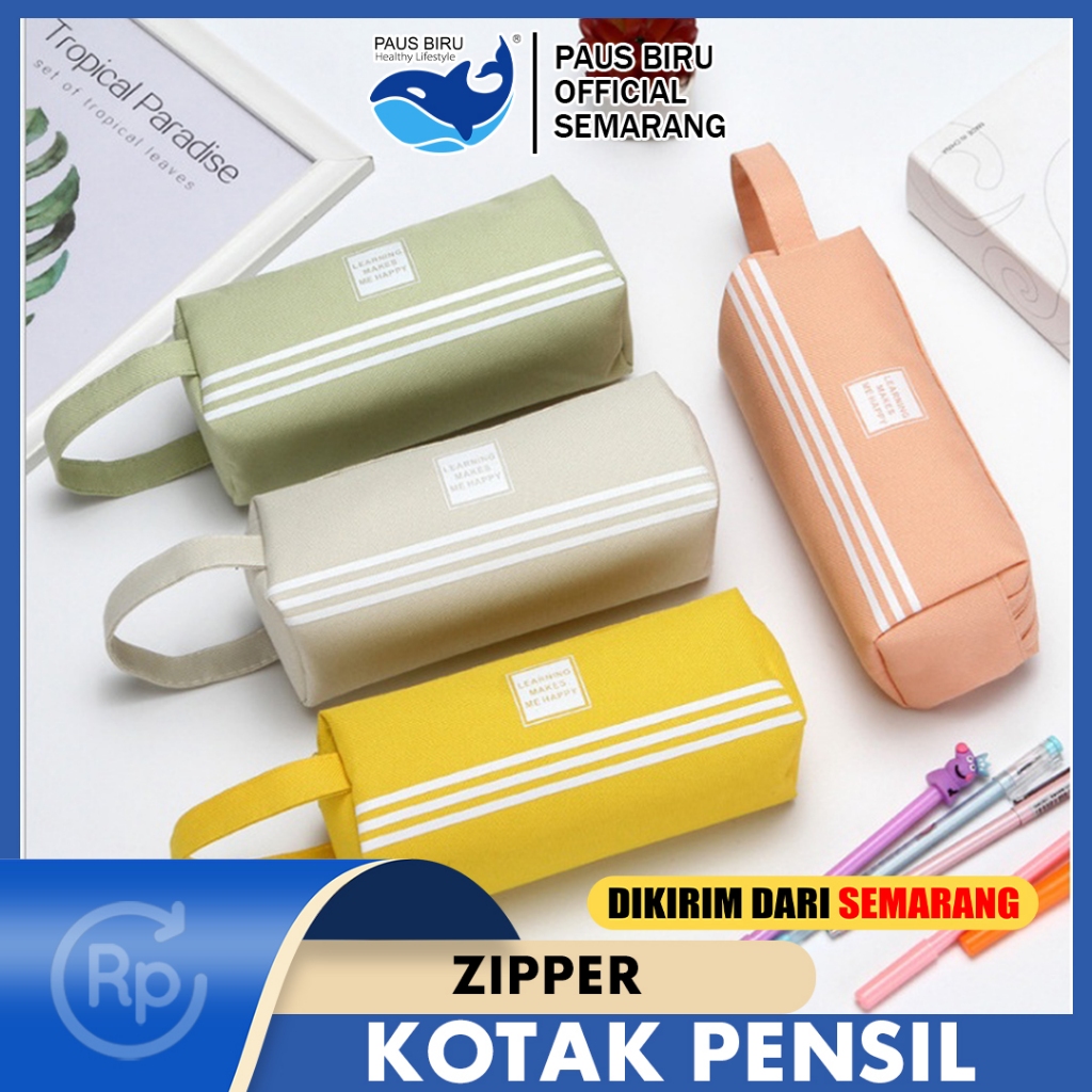 

Paus Biru - Kotak Pensil Dan Stationery Dual Zipper / Dompet Pensil 2 Pouch / Kotak Pensil 2 Sisi