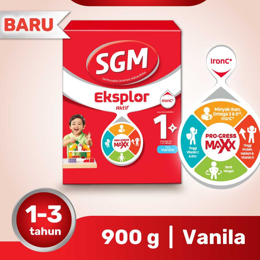 Bisa COD  SGM Eksplor 1+ Plus Susu Pertumbuhan Anak Rasa Madu & Vanilla 900gram