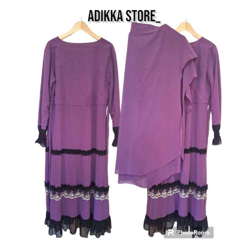 Gamis syari ceruty renda (dengan hijab)