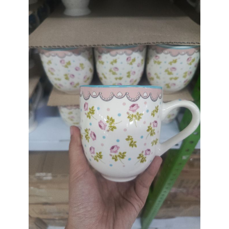 mug keramik shabby chic/bunga