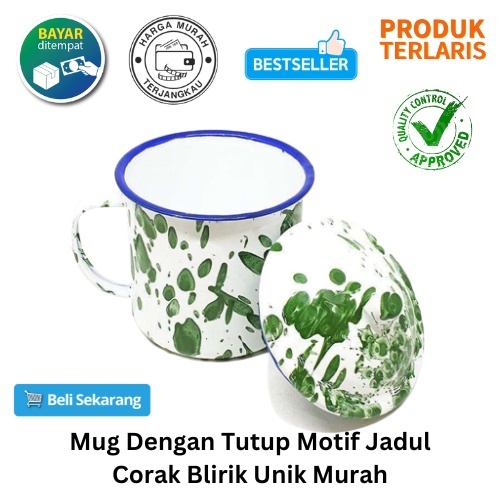 [BISA COD] DISKON Mug Dengan Tutup Motif Jadul Corak Blirik Unik Murah Mug Jadul Mug Nostalgia Mug E