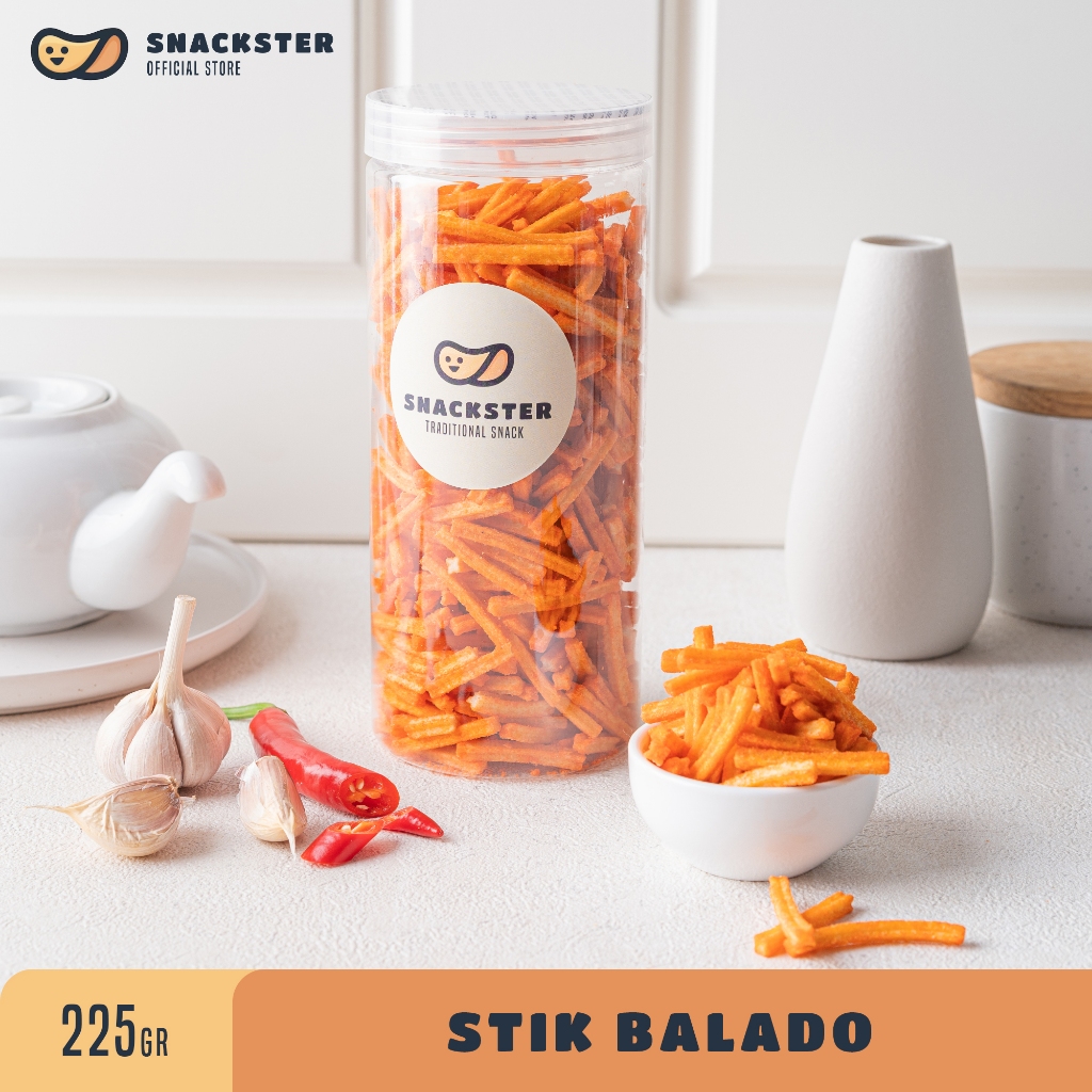 

SNACKSTER Stik Mi Balado Jagung Stick Mie Pedas Premium Toples 225 gr