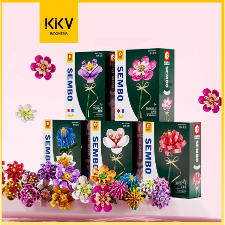 KKV-SEMBO building blocks flowers/bouquet gift (warna bunga dikirimkan acak)