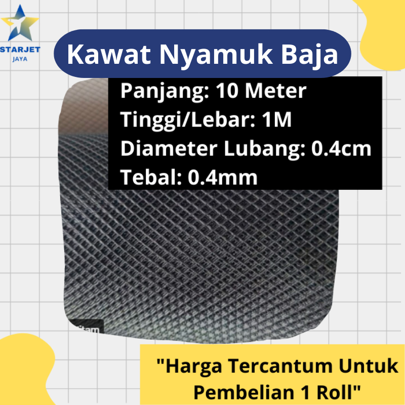 Jaring Ram Kawat Parabola Kasa Nyamuk Pintu Tralis Baja Ventilasi Jendela 1 Roll Panjang 10 Meter Te