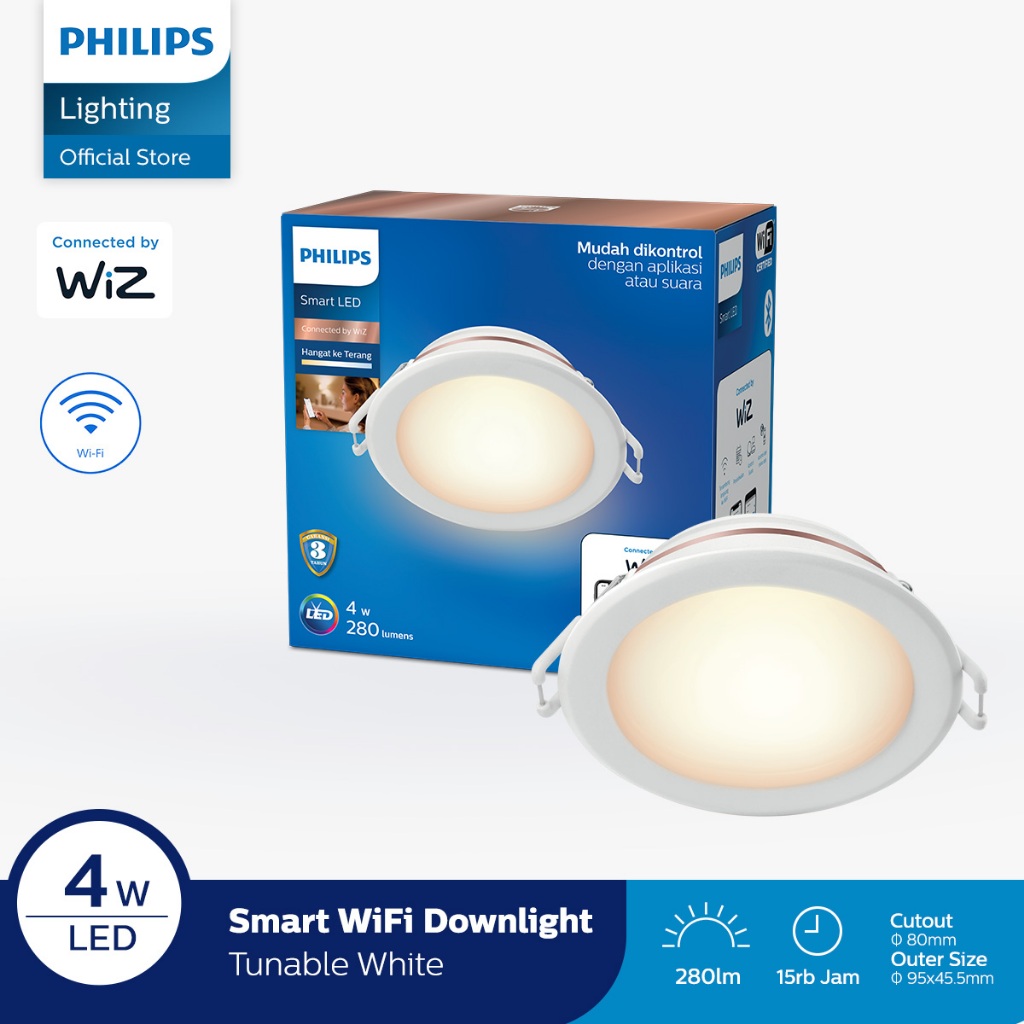 Philips Smart Wifi LED Downlight Tunable White (Putih) - 4W, 9W, 12.5W, 17W