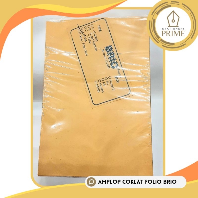 

Amplop Coklat Polos Ukuran Folio Brio ( 1 Pack isi 100 pcs )