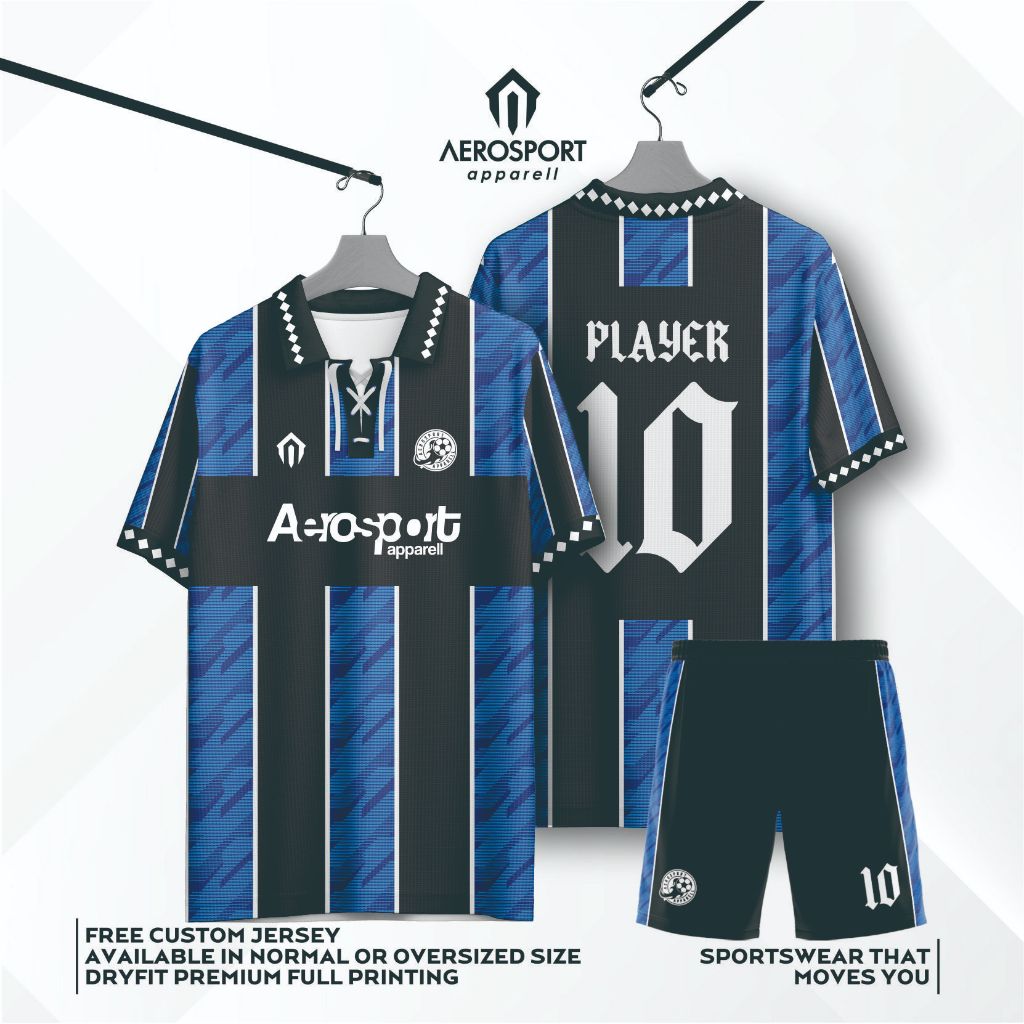 NEVYTEAL Berkerah Tali Aerosport Jersey Setelan Futsal Bola Full Printing Dryfit Premium Bisa Satuan