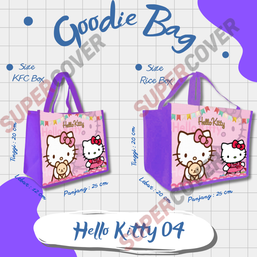 

Goodie Bag Gambar Kartun Hello Kitty 04 Warna Ungu Untuk Acara Ulang Tahun, Aqiqah, Sunatan Dan Lain lain.