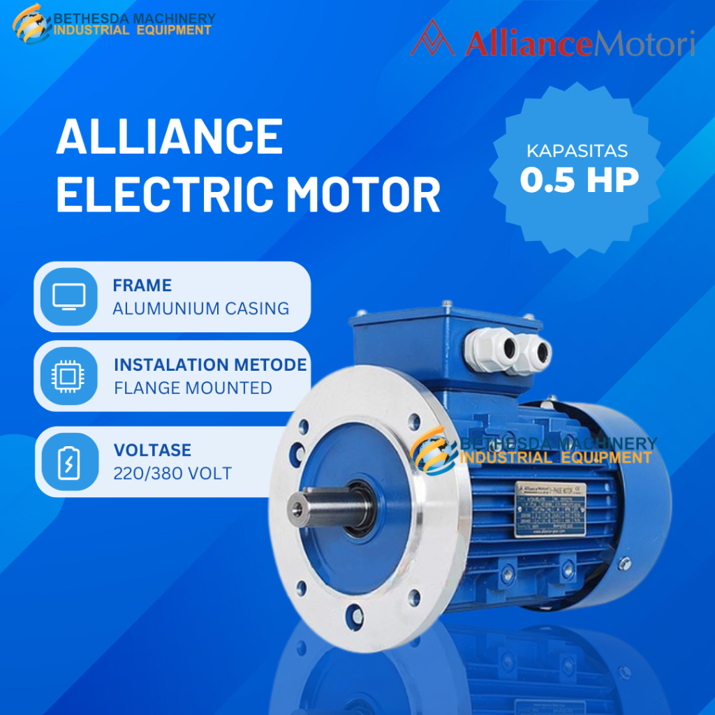 Alliance Dinamo Listrik / Electro Motor 0.5 Hp / 0 5 pk 380Volt Flange