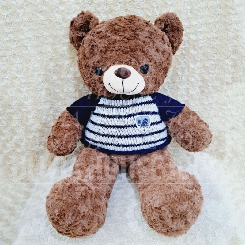 Boneka Beruang Sweater Rajut L Boneka Bear Sweater L Boneka Beruang Bulu Mawar L Boneka Bear Bulu Sn