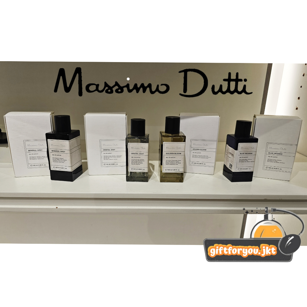 Parfum Massimo Dutti Mineral Grey Cristal Zest Golden Bloom Blue Incense Blond Vanilla Bronze Lavend