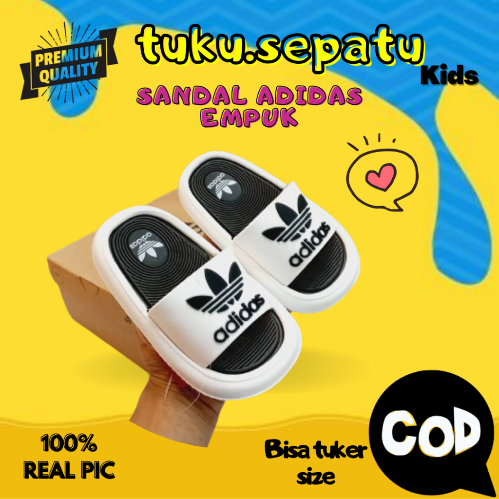 Sendal Anak Laki Laki ADIDAS Merah Hitam Sandal Cowok Selop Kids Umur 5 6 7 Premium