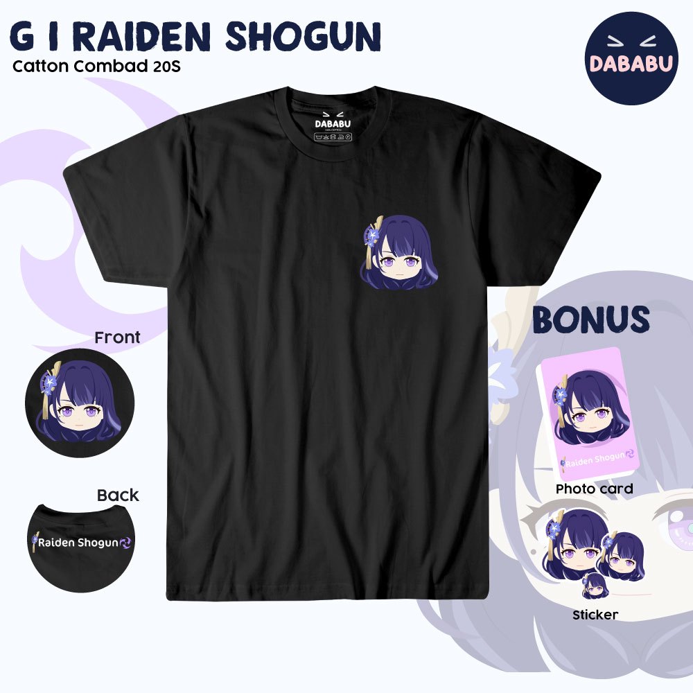 T-Shirt/Baju kaos Raiden Shogun ala ala nendo | Genshin Impact | Dababu Shoppu
