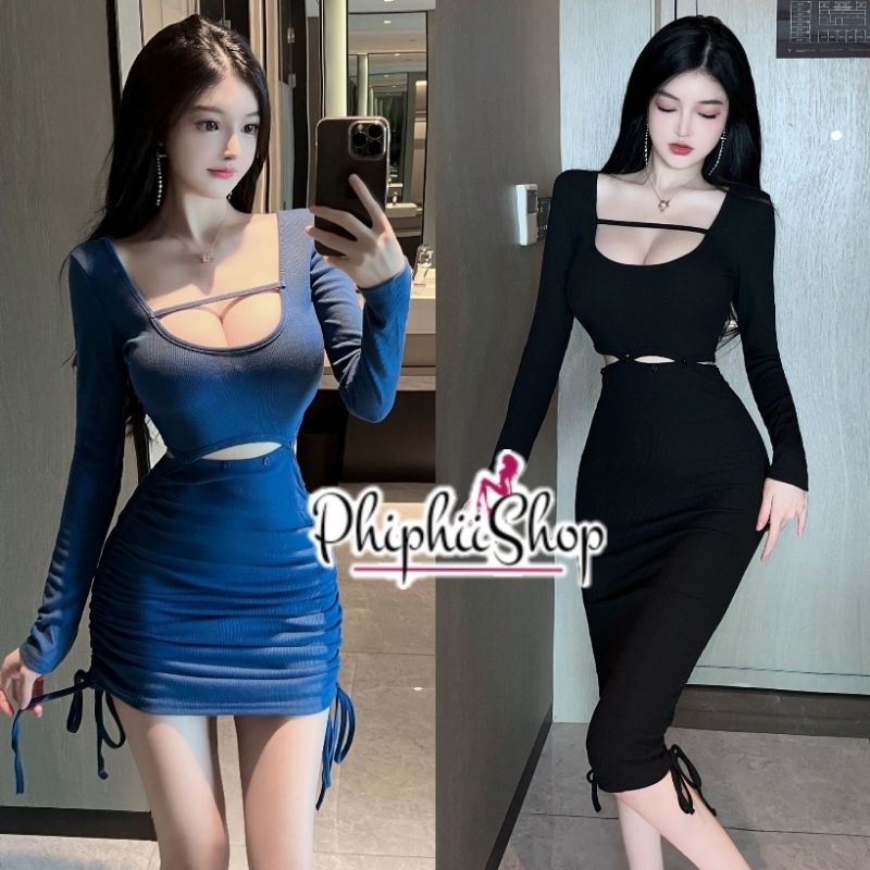 Setelan Rok Baju Panjang Korea 2 Model Baju Atasan Sweater Lengan Panjang  & Rok Midi Tali Serut Bah