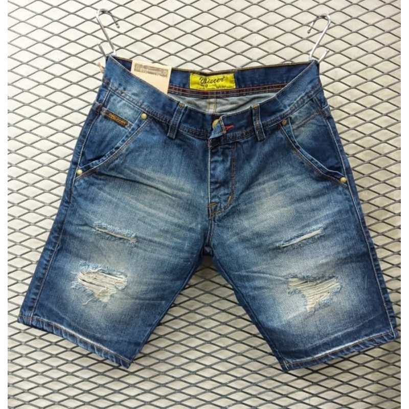 Wiscer jeans pendek // jeans pendek pria sobek // celana pendek distro jeans