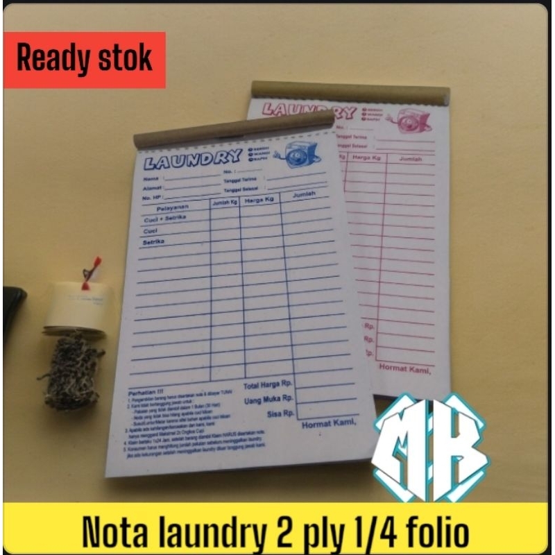 

NOTA LOUNDRY 2 PLY 1/4 FOLIO E - SIAP KIRIM