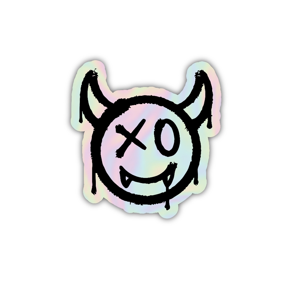 

sticker devil emoticon, stiker hologram satuan- Z095