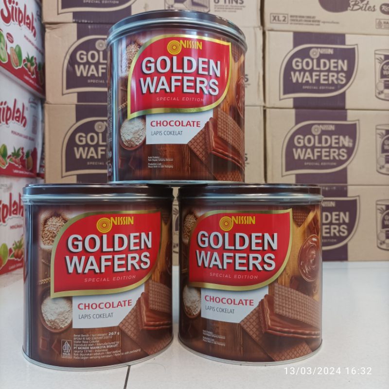 

Nissin Wafer Golden kaleng Biskuit coklat kue Lebaran enak