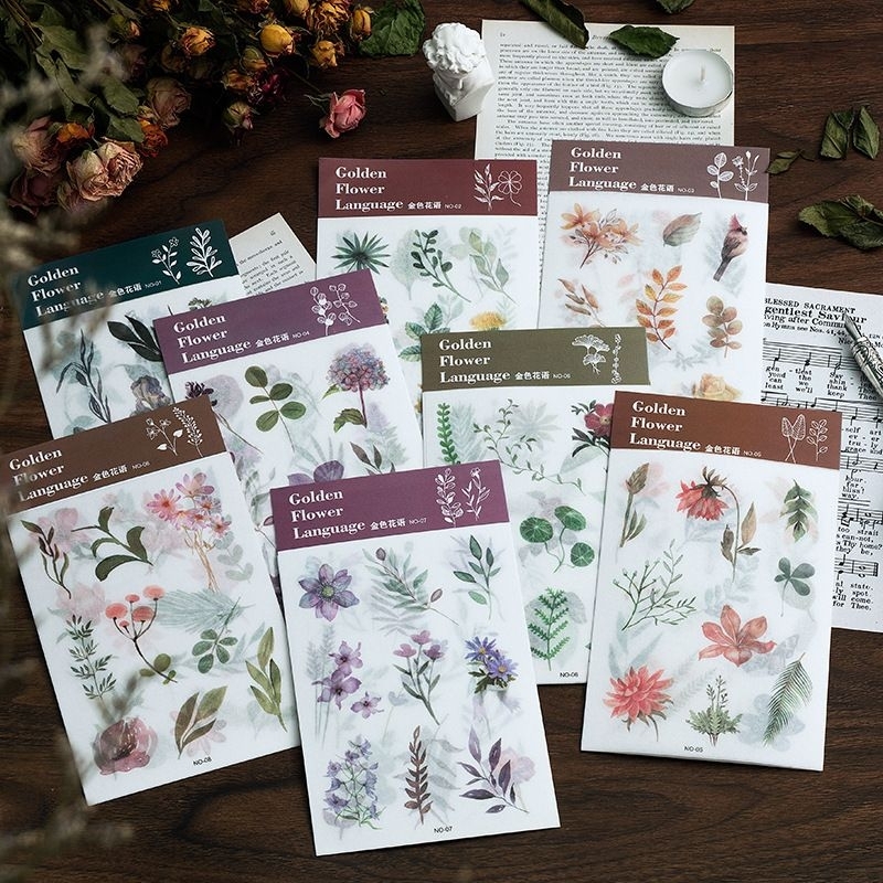 

3 lembar stiker bunga aesthetic - flower sticker - stiker scrapbook journal