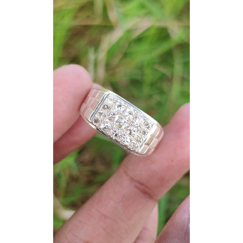 Cincin cowok Berlian Banjar asli jamin blink-blink silver handmade cincin pria perak murni cincin st