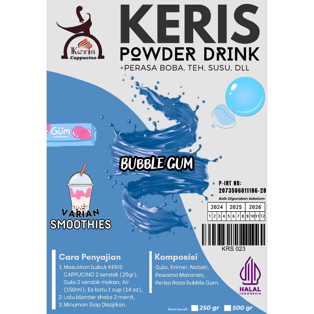 

Bublegum Serbuk Minuman Rasa 500 gr