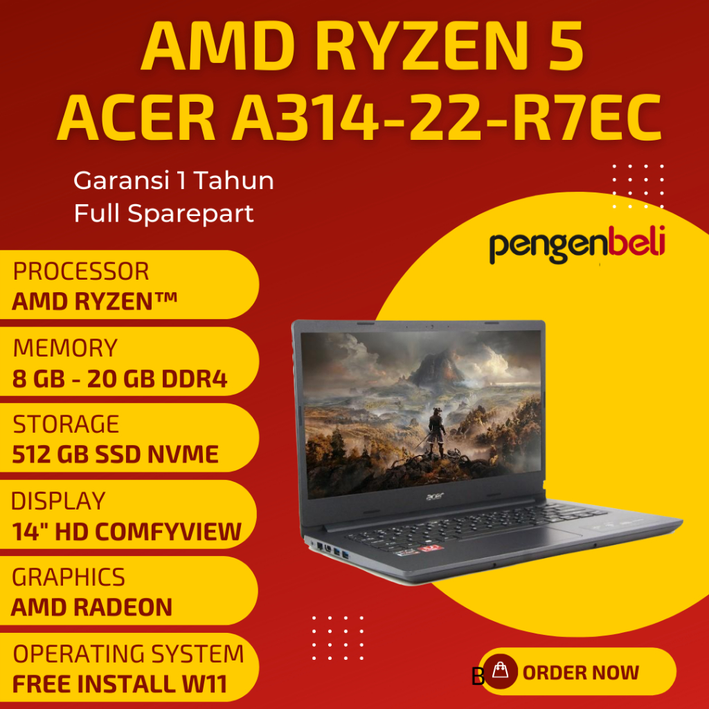 LAPTOP GAMING MURAH l RAM 20 GB l 512 GB SSD l AMD RYZEN™ 5 3500U l AMD RADEON VEGA 8 l BLACK l GARA