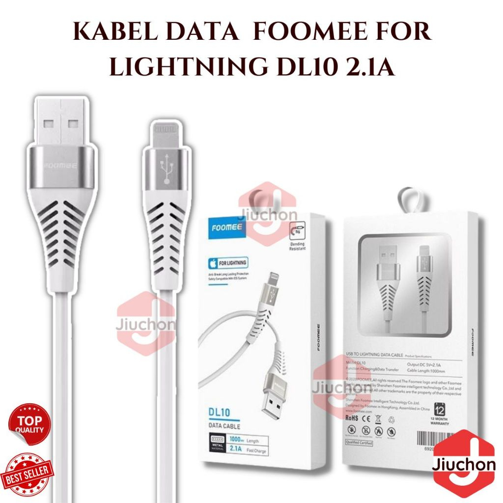 JIUCHON Kabel Data FOOMEE for Lightning Cable Charger Iphone Fast Charging 2.1A