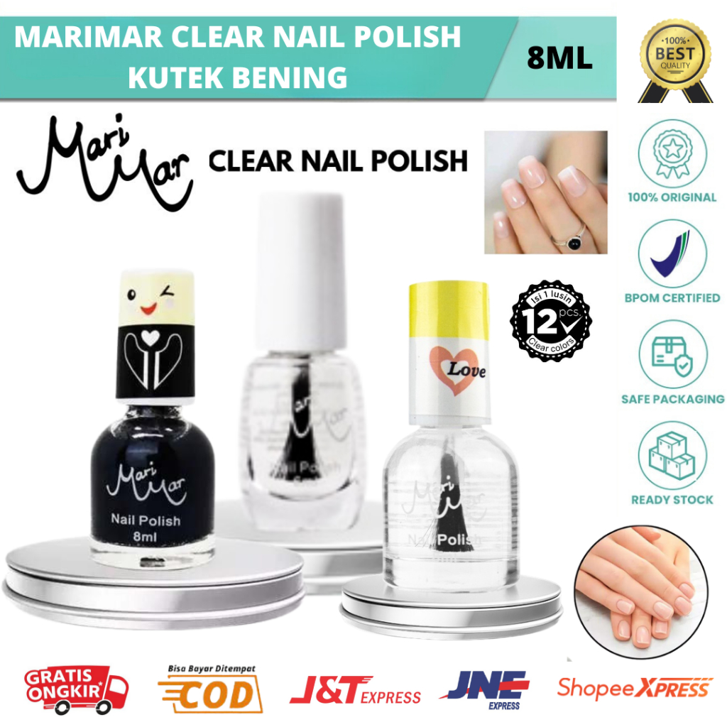 𝗕𝗘𝗔𝗨𝗧𝗜𝗘𝗦 -  [GROSIR] Kutek Clear | Kutek Bening Halal | Nail Polish Set | Marimar Nail Polish Kutek 