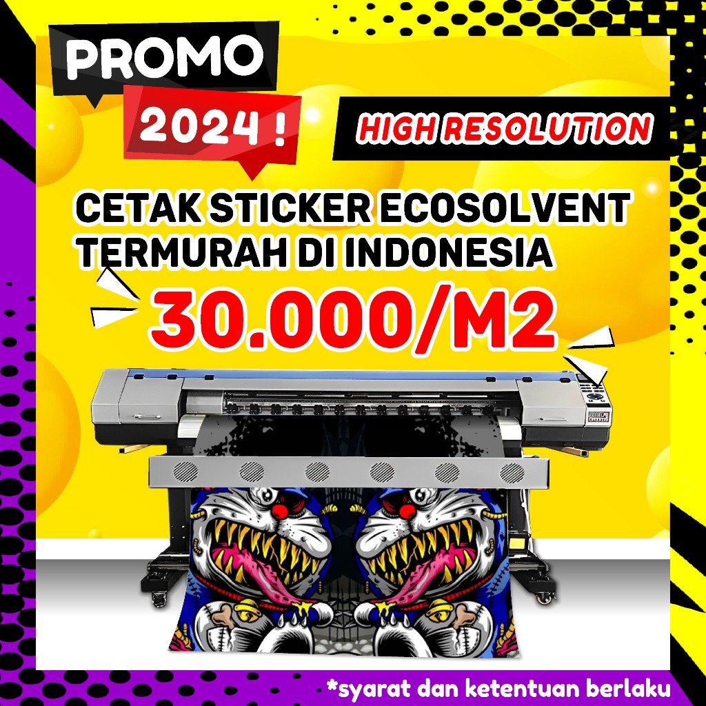 

Cetak Print Stiker Ecosolvent Meteran / Sticker Eco Solvent Custom Full Printing Murah / Cetak Stiker Termurah Surabaya Terlaris