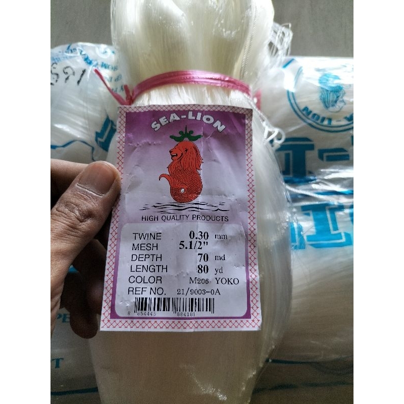 JARING IKAN SEALION 0.30"5½ inchi"70md/80yds yoko (mata tegak)jaring ikan bawal laut jaring ikan