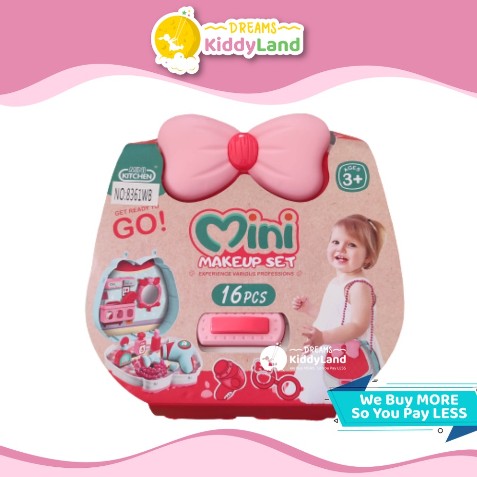MAINAN ANAK PEREMPUAN MAKE UP SET ISI 16PCS TAS KOPER MINI DRESS UP SET