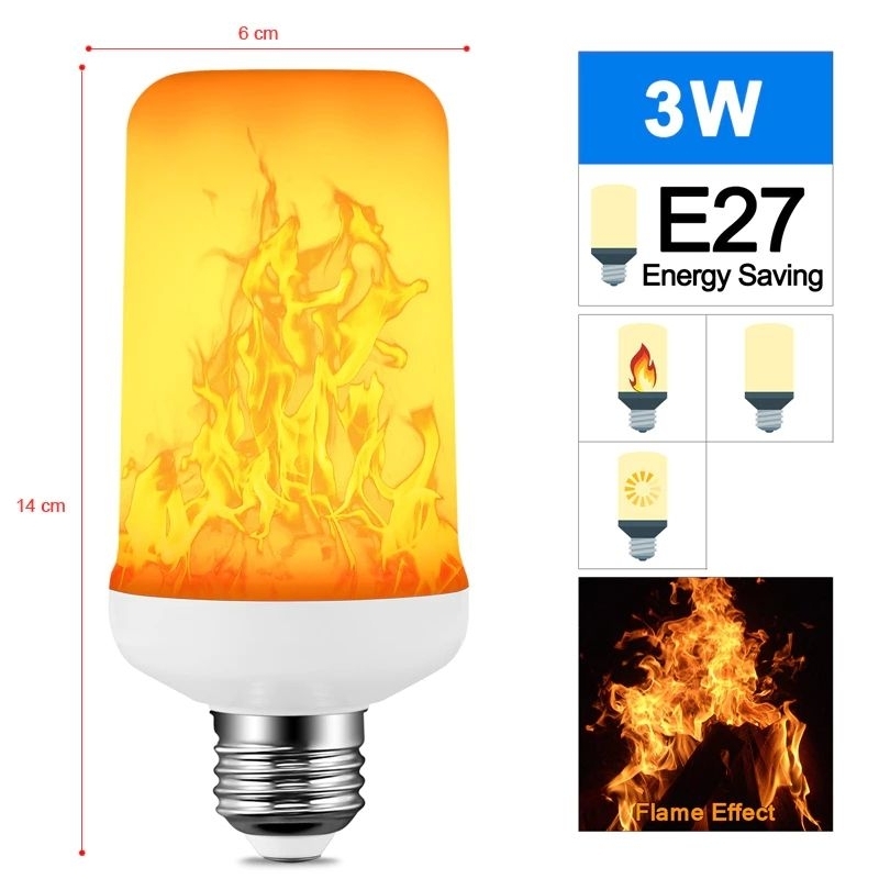 Lampu LED Api / Bohlam LED Fire Flame / Lampu Efek Api 3 Mode 3 Watt