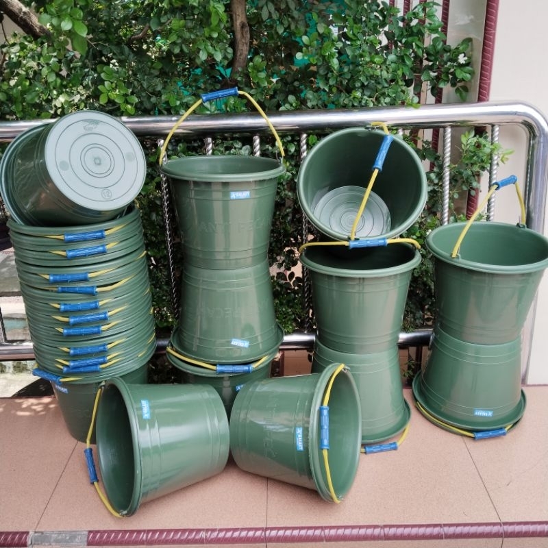 12 Pcs Timba Air / Ember Plastik 5 Liter Hijau No 12
