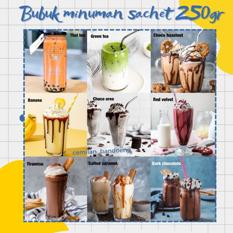 

bubuk minuman kemasan 250gr aneka rasa