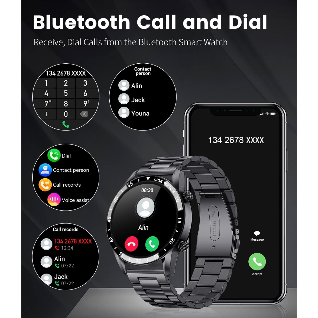limited lige jam tangan pintar asli bluetooth tahan air layar sentuh penuh jam tangan pintar pria