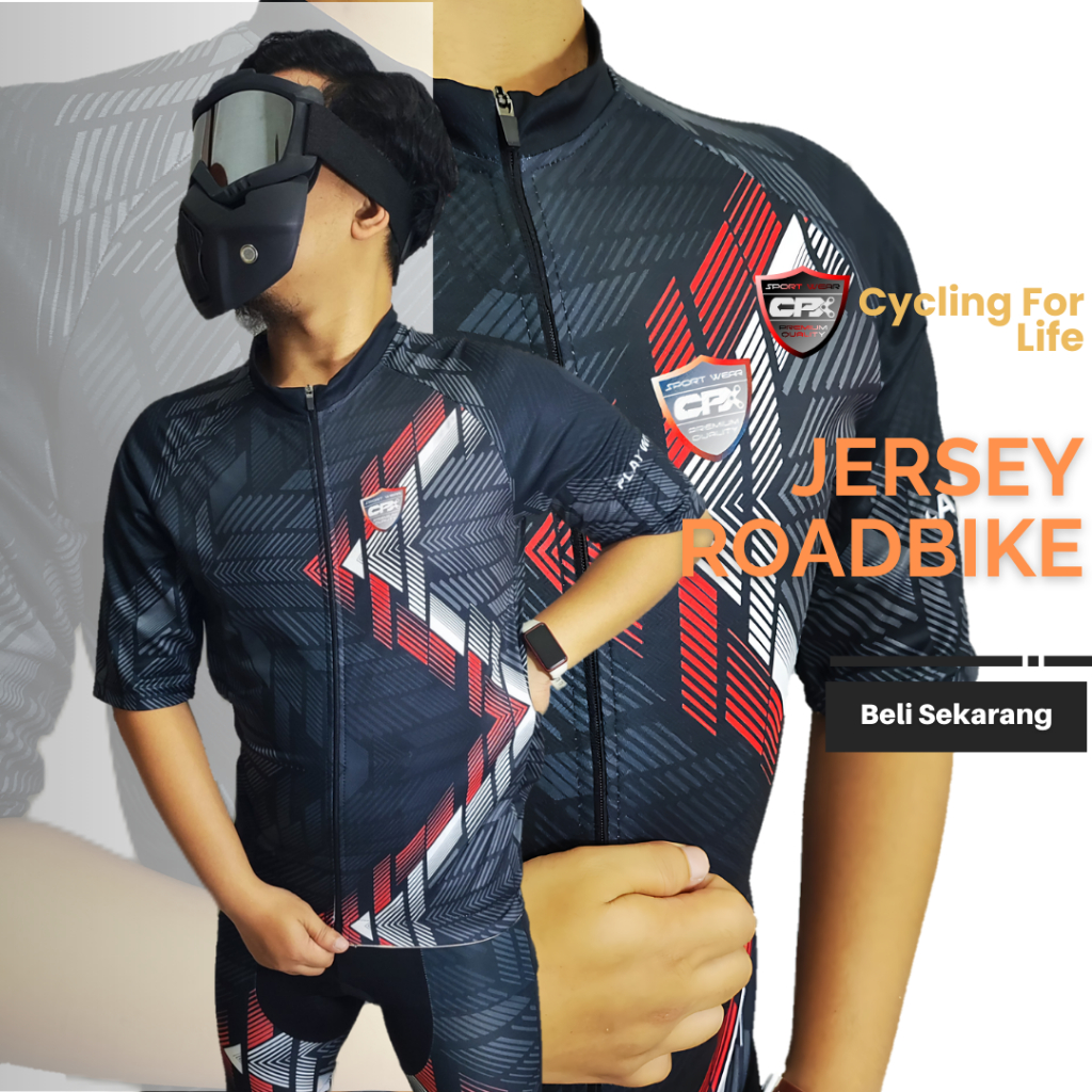 BESTPROMO CPX Sport Setelan Baju Jersey Sepeda RB RoadBike Celana Gowes Padding Spon terbaik