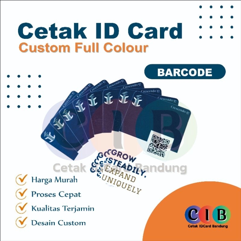 

CUSTOM ID CARD / NAME TAG / KARTU NAMA CETAK BARCODE 2 SISI / 1 SISI BAHAN PVC TIDAK LUNTUR AWET TAHAN LAMA