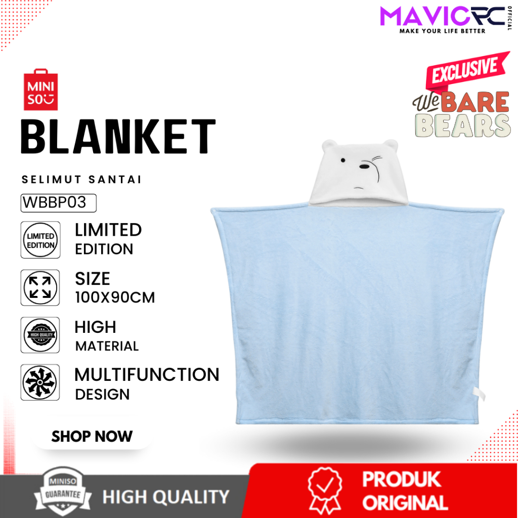 MINISO Selimut Santai Seri We bare bears Selimut Alas Blanket Tidur Dewasa Anak Perembuan Cowok Pria