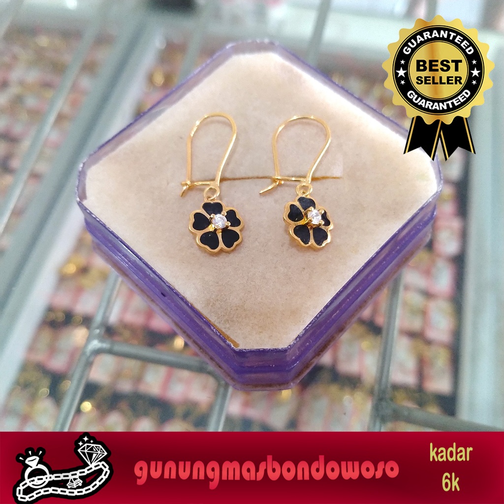 Anting vancleef emas asli kadar 300 6k Berat 1gram
