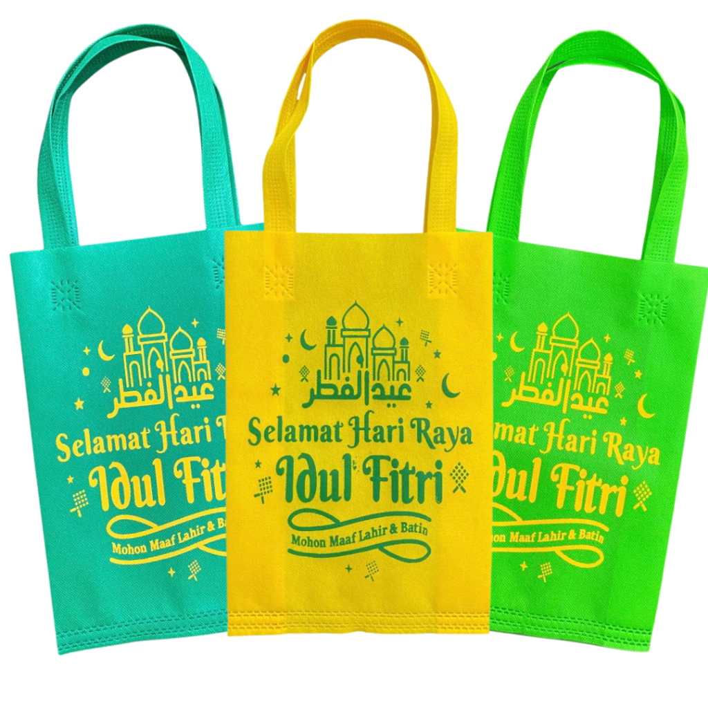

TAS SPUNDBOND PARCEL GOODIE BAG IDUL FITRI LEBARAN DESIGN 1E 25x35x8 30x40x8 38x45x10