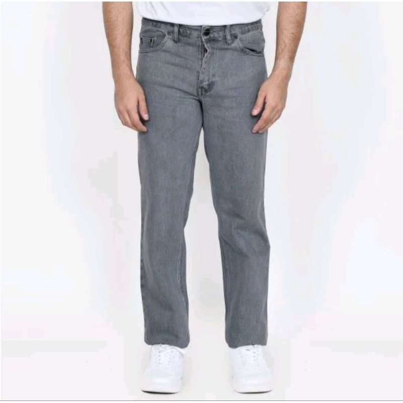 celana  jeans pria panjang merk lvs 606 505 lea  warna grey abu abu