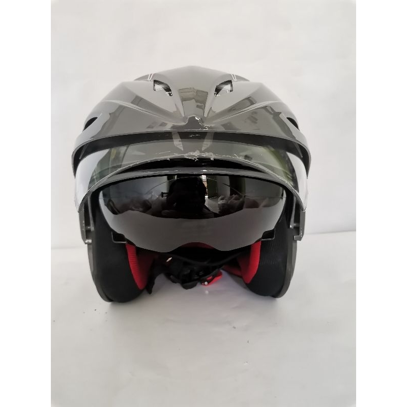 ASCA HELMET | Helm asca premier polos grey glossy double visor clear smoke half face