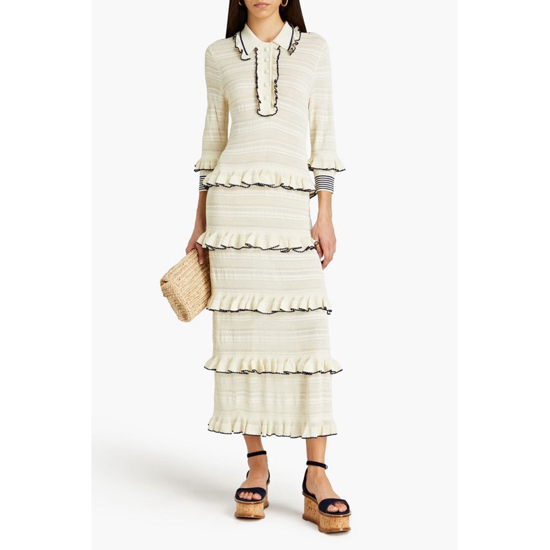 ZIMMERMANN Tiered Crochet Knit Frill Dress Size 1