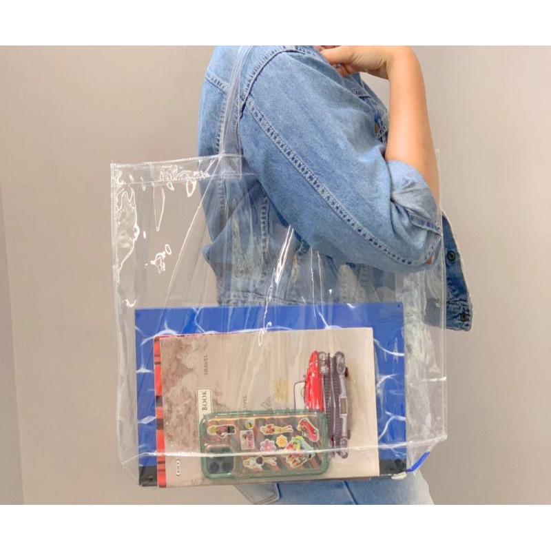 

Tas Mika Besar dan Tinggi transparan bening perpustakaan belanja goodie bag hampers parcel