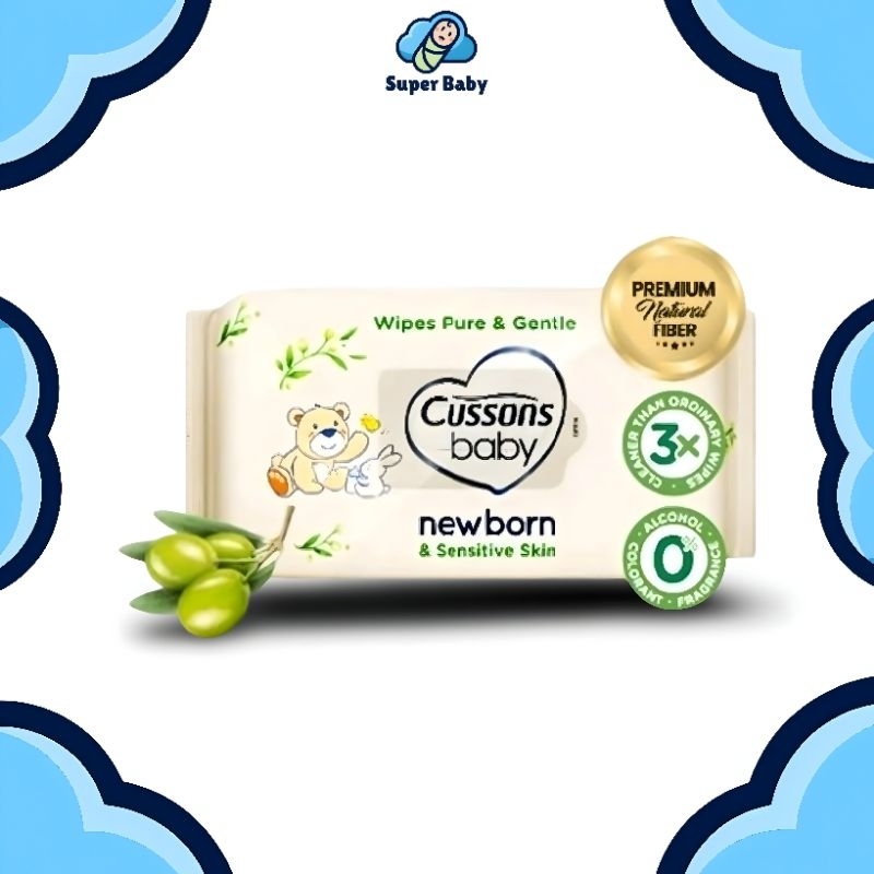 TISU TISSUE BASAH CUSSONS BABY WIPES NEWBORN SENSITIVE PURE & GENTLE GANTI POPOK ISI 45 SHEETS LEMBA