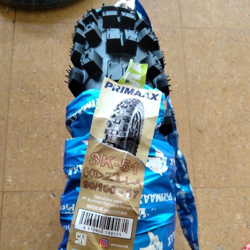 Ban Trail PRIMAAX 90/100 Ring 17 Godzilla Sk51 TubeType Motor Cross Trill Tril Trial 90 100-17 PRIMA