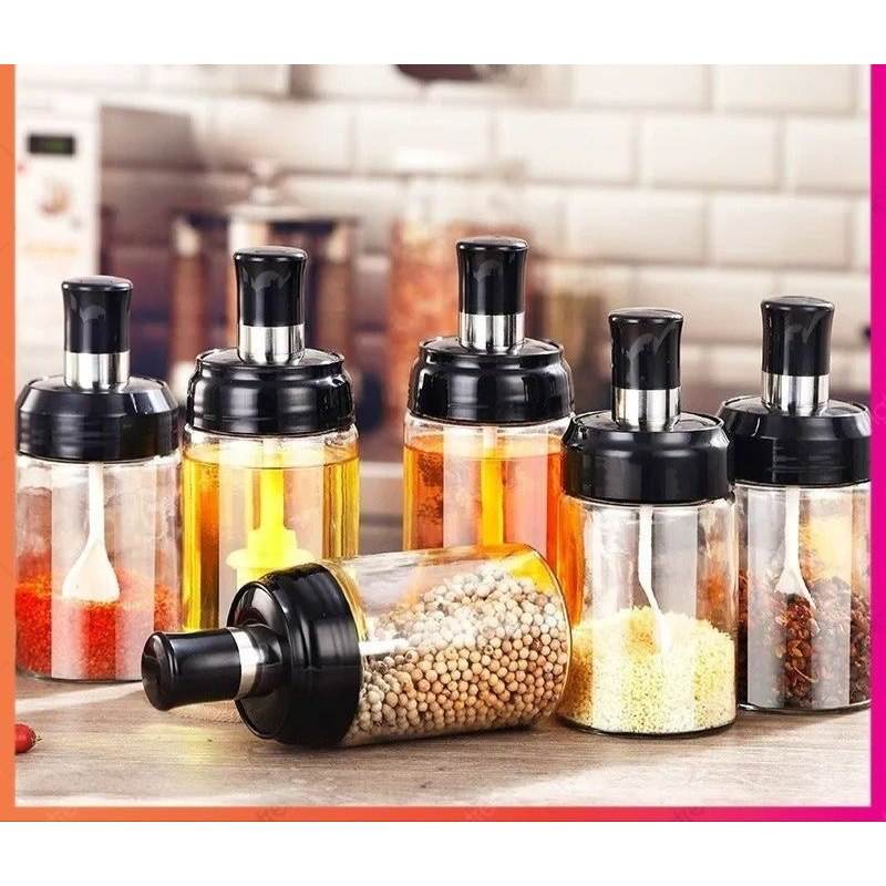 Botol Bumbu Kaca/Botol Bumbu Dapur + Sendok